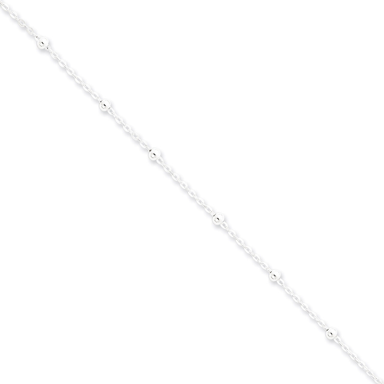 16 Inch 1.3mm Beaded Chain Sterling Silver QPE53-16