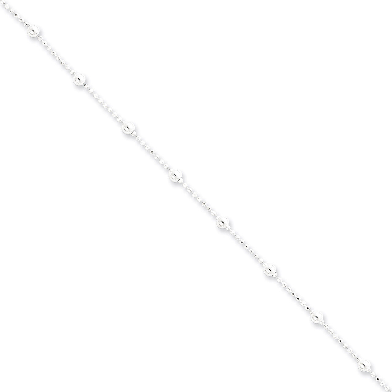 16 Inch 1.15mm Diamond-cut Beaded Chain Sterling Silver QPE54-16