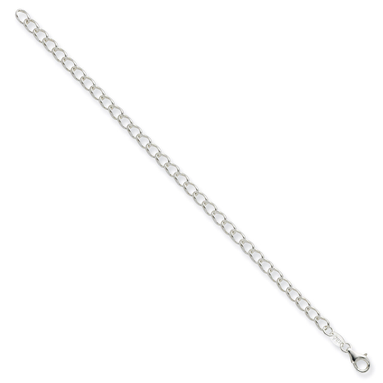 18 Inch 4.5mm Half round Wire Curb Chain Sterling Silver QPE58-18, MPN: QPE58-18, 886774409696