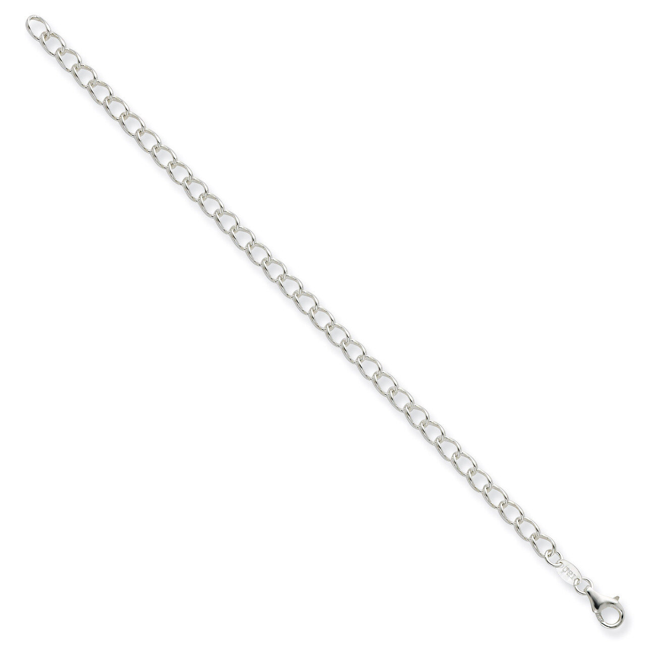 24 Inch 4.5mm Half round Wire Curb Chain Sterling Silver QPE58-24, MPN: QPE58-24, 886774409719