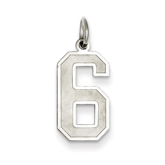 Medium Satin Number 6 Pendant Sterling Silver QPM06, MPN: QPM06, 883957127347