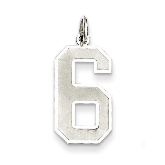 Number 6 Pendant Sterling Silver Satin QPP06, MPN: QPP06, 883957552842