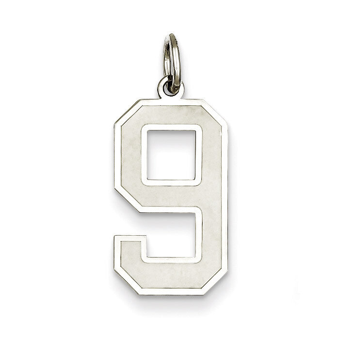 Number 9 Pendant Sterling Silver Satin QPP09, MPN: QPP09, 883957497402