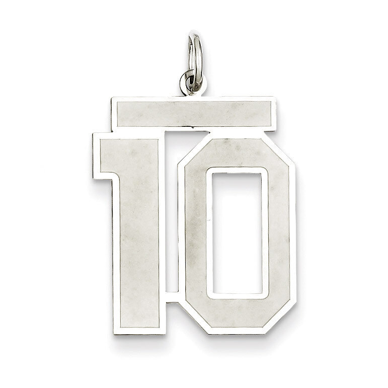 Number 10 Pendant Sterling Silver Satin QPP10