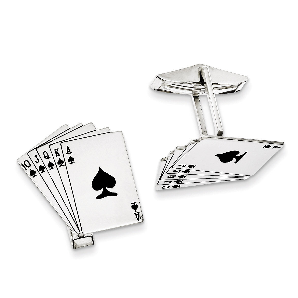 Royal Flush Cufflinks Sterling Silver QQ244, MPN: QQ244, 883957462516