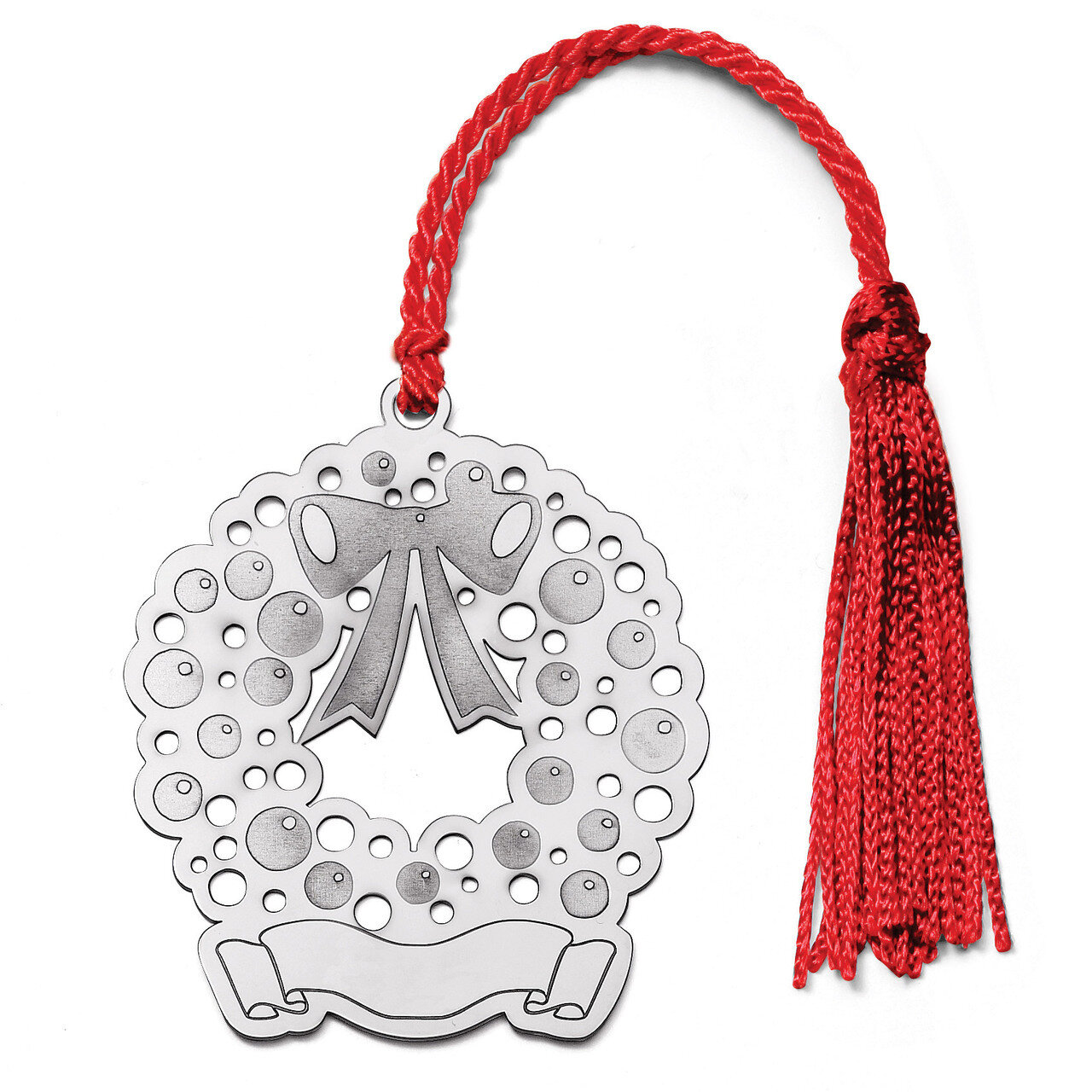 Blank Christmas Wreath Ornament Sterling Silver QQ344B, MPN: QQ344B, 191101988554