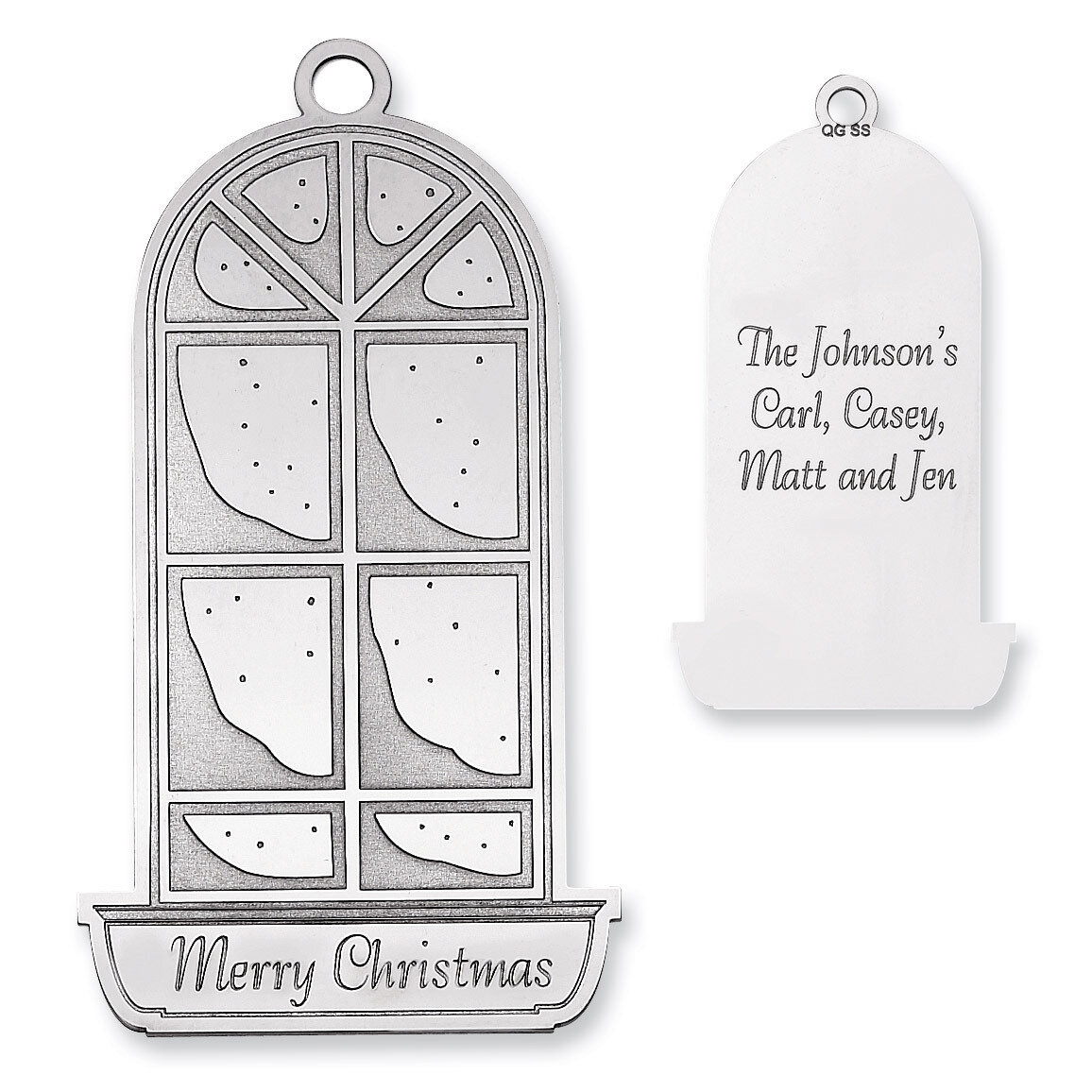 Christmas Window Pane Ornament Sterling Silver QQ347, MPN: QQ347,