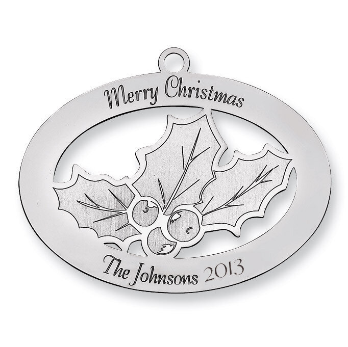Christmas Holly Ornament Sterling Silver QQ361, MPN: QQ361,