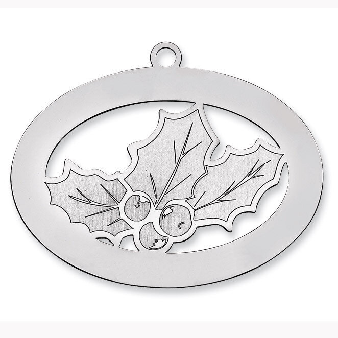 Blank Christmas Holly Ornament Sterling Silver QQ361B