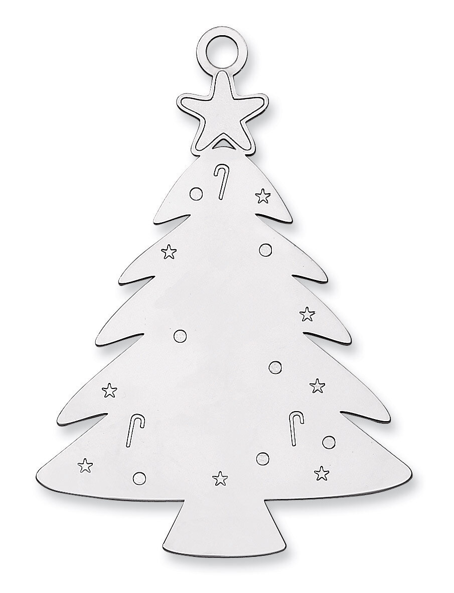 Blank Christmas Tree Ornament Sterling Silver QQ363B, MPN: QQ363B,