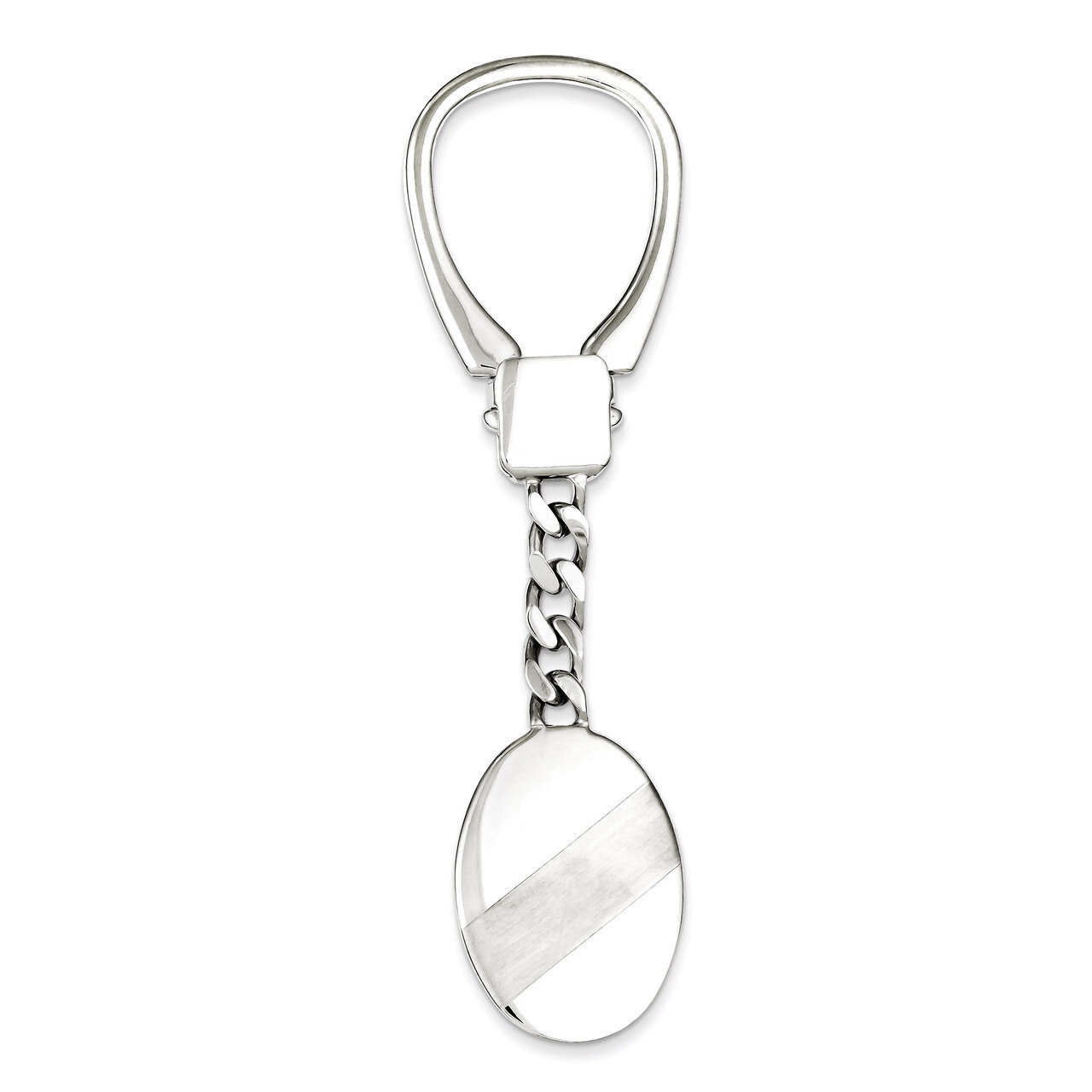 Brushed & Polished Key Chain Sterling Silver Rhodium-plated QQ498