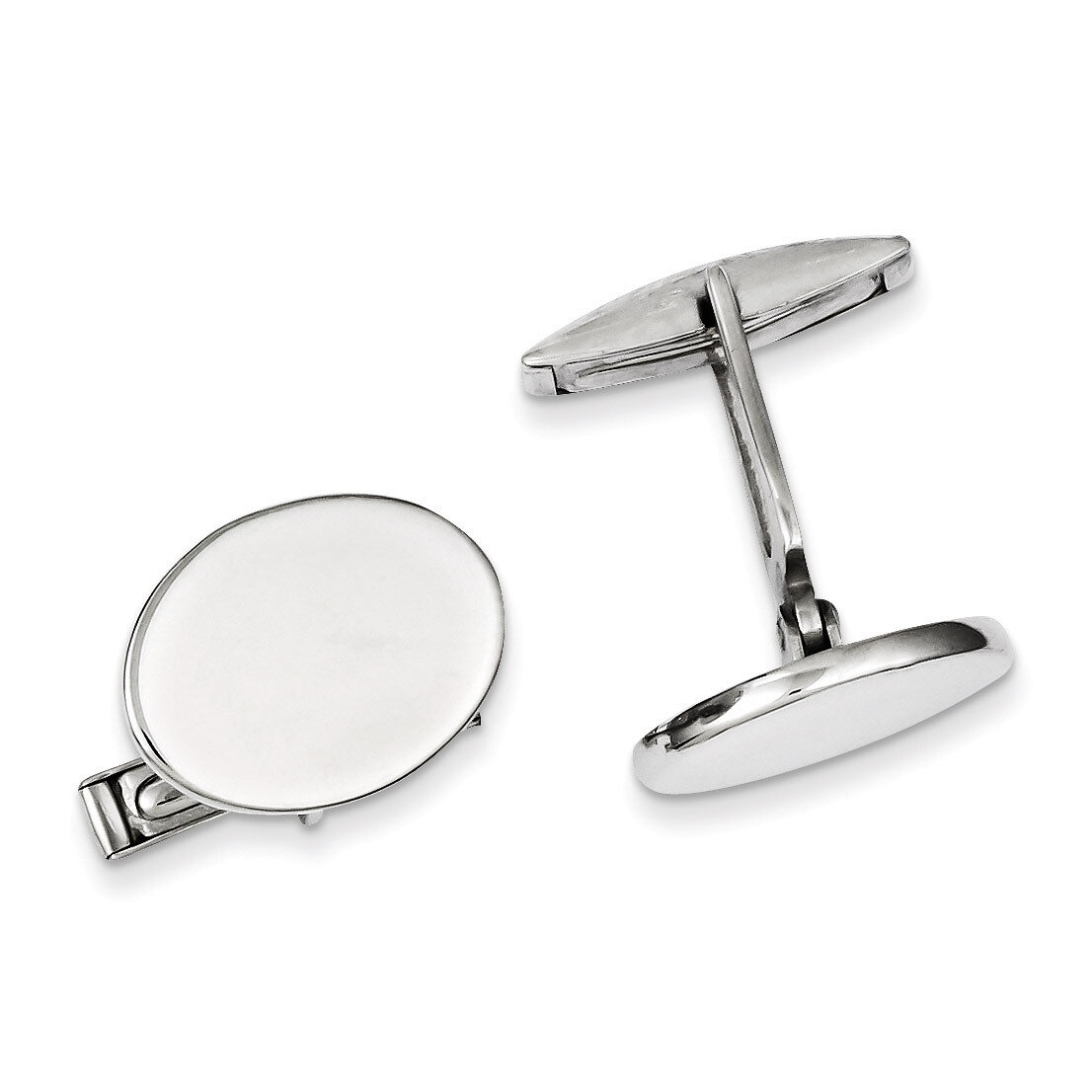 Oval Cufflinks Sterling Silver Rhodium-plated QQ513