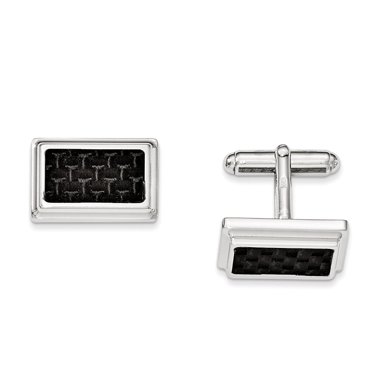 Cufflinks with Carbon fiber Sterling Silver Rhodium-plated QQ521, MPN: QQ521, 191101192135