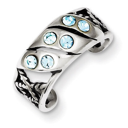 Blue Stellux Crystal Toe Ring Antiqued Sterling Silver QR1903