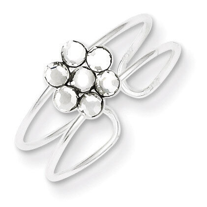 Flower Toe Ring Sterling Silver Diamond QR1920