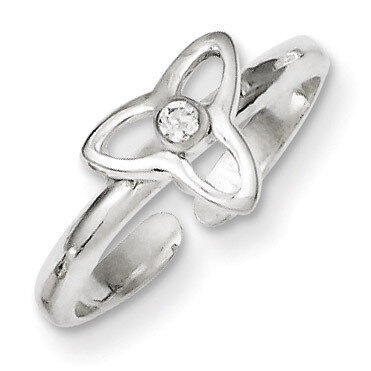 Polished Trinity Toe Ring Sterling Silver Diamond QR2656, MPN: QR2656, 883957244280