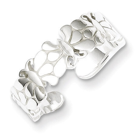 Butterflies Toe Ring Sterling Silver Polished QR766