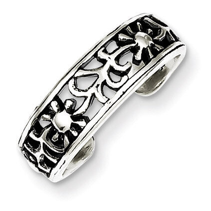 Floral Toe Ring Antiqued Sterling Silver QR767