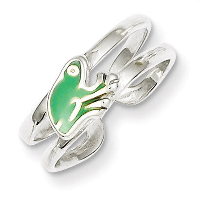 Green Enameled Frog Toe Ring Sterling Silver QR775
