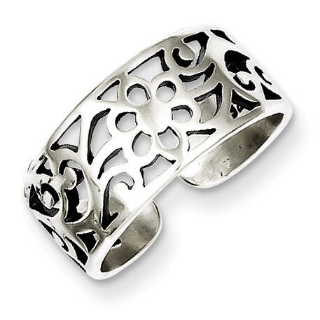 Floral Toe Ring Antiqued Sterling Silver QR782
