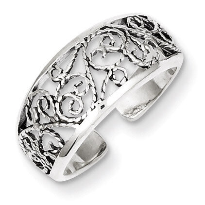 Floral Toe Ring Antiqued Sterling Silver QR787