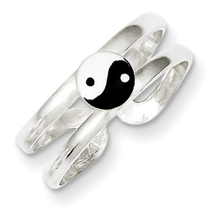 Yin Yang Toe Ring Sterling Silver Enameled QR789