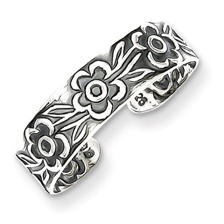 Flowers Toe Ring Antiqued Sterling Silver QR805