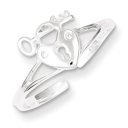 Heart Lock & Key Toe Ring Sterling Silver QR813