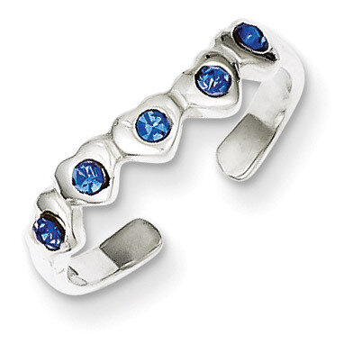 Blue Diamond Heart Toe Ring Sterling Silver QR823