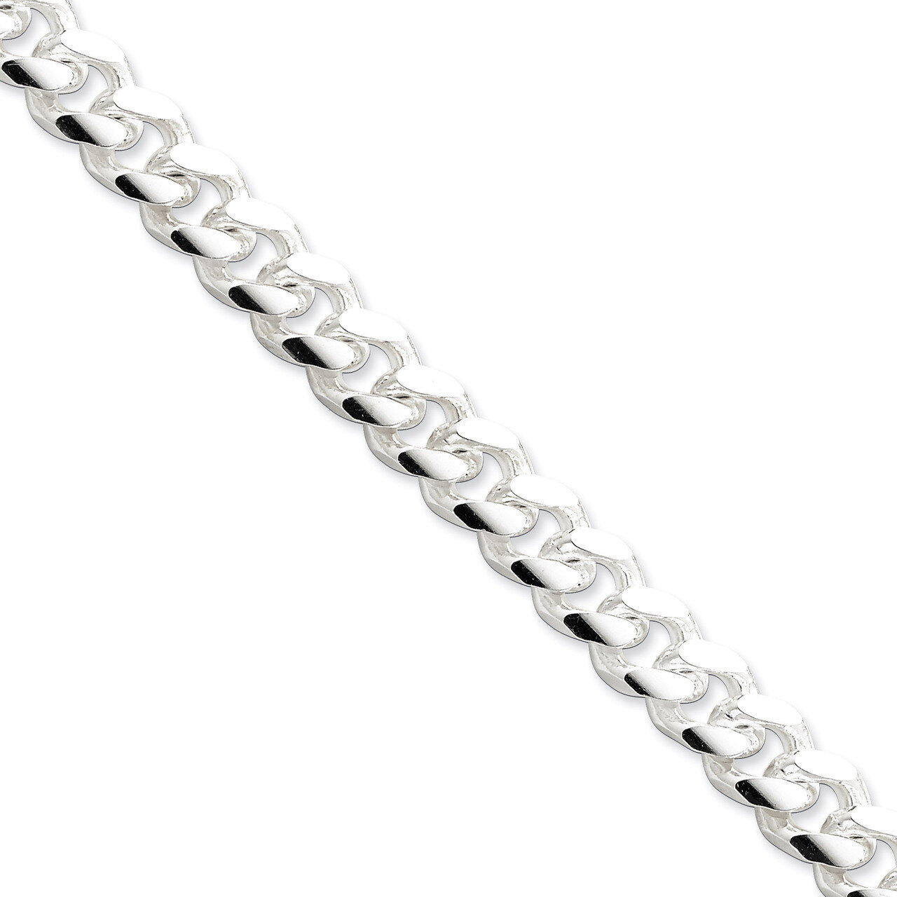 22 Inch 10.5mm Domed Curb Chain Sterling Silver QRC300-22