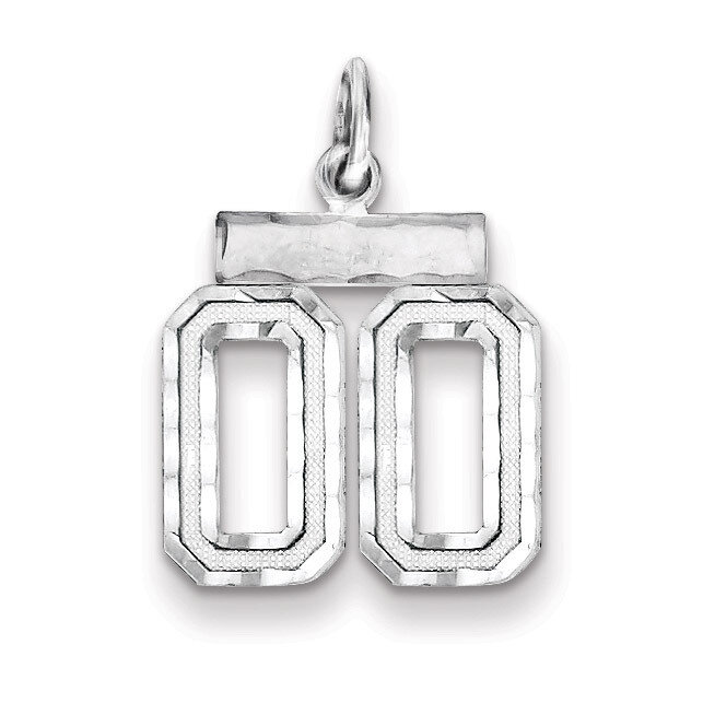 Number 00 Charm Diamond-cut Sterling Silver QSN00T