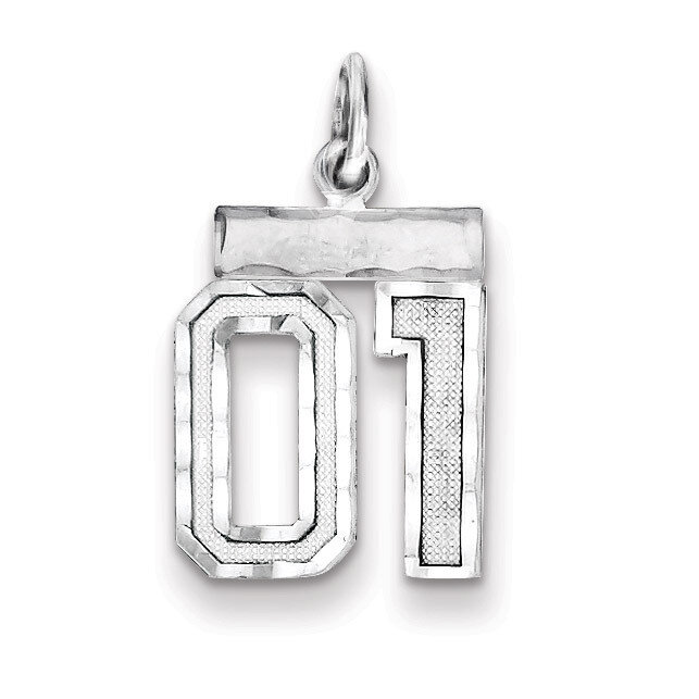 Number 01 Charm Diamond-cut Sterling Silver QSN01T