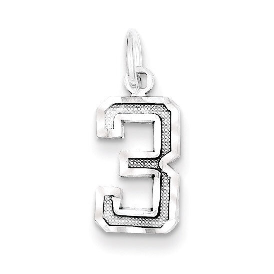 Number 3 Charm Diamond-cut Sterling Silver QSN03, MPN: QSN03, 883957120577