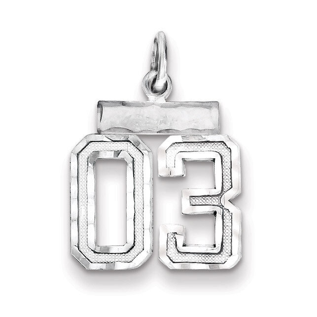 Number 03 Charm Diamond-cut Sterling Silver QSN03T, MPN: QSN03T, 883957120287