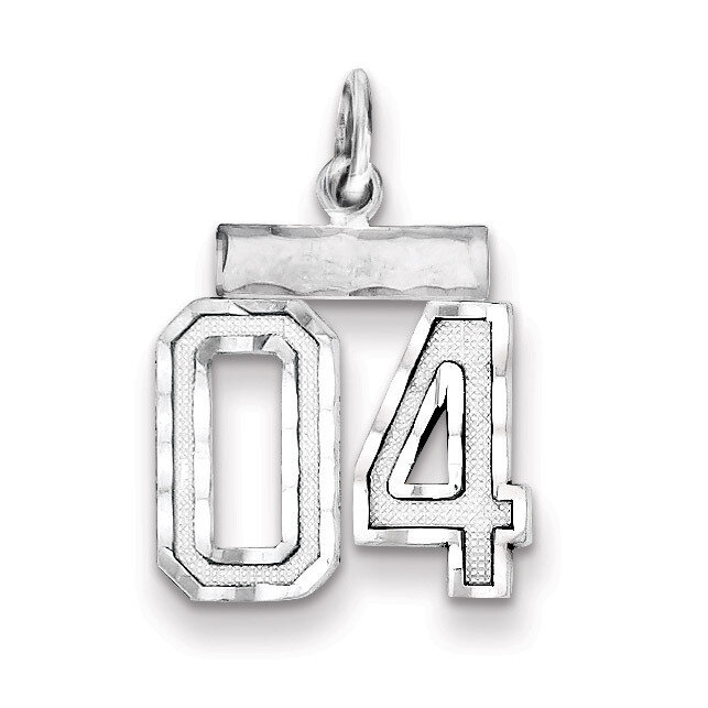 Number 04 Charm Diamond-cut Sterling Silver QSN04T
