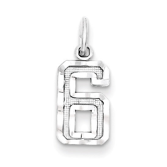 Number 6 Charm Diamond-cut Sterling Silver QSN06, MPN: QSN06, 883957121475