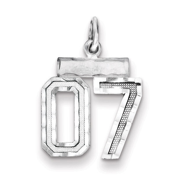 Number 07 Charm Diamond-cut Sterling Silver QSN07T