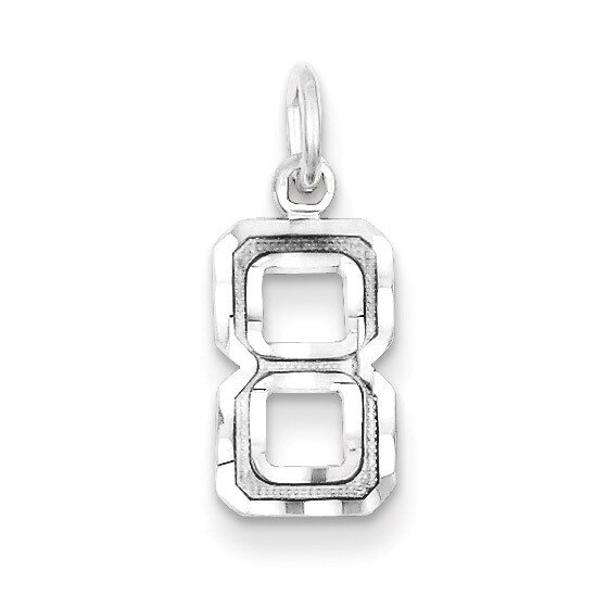 Number 8 Charm Diamond-cut Sterling Silver QSN08