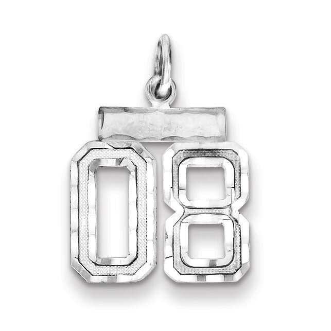 Number 08 Charm Diamond-cut Sterling Silver QSN08T