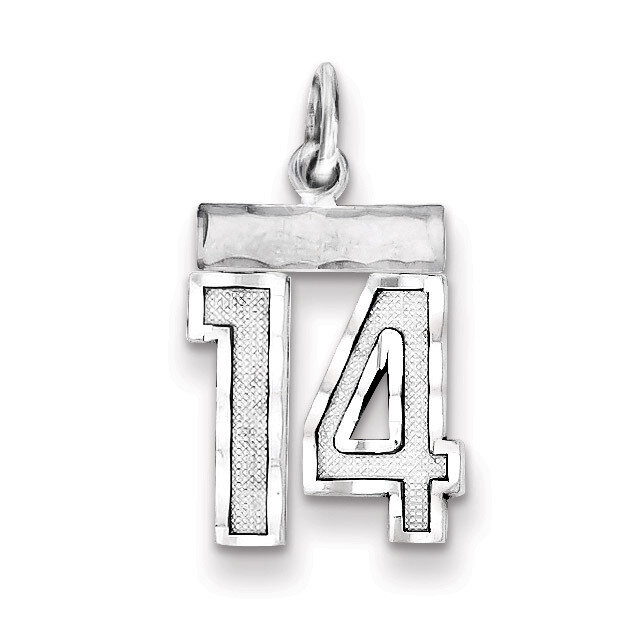 Number 14 Charm Sterling Silver QSN14