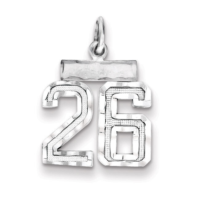 Number 26 Charm Sterling Silver QSN26