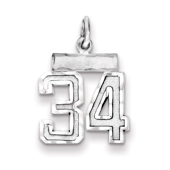 Number 34 Charm Sterling Silver QSN34, MPN: QSN34, 883957120621