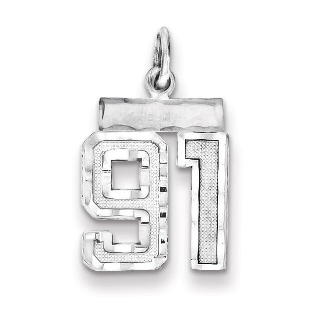 Number 91 Charm Sterling Silver QSN91