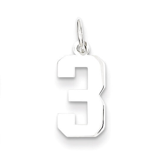 Charm Number 3 Sterling Silver Polished QSS03