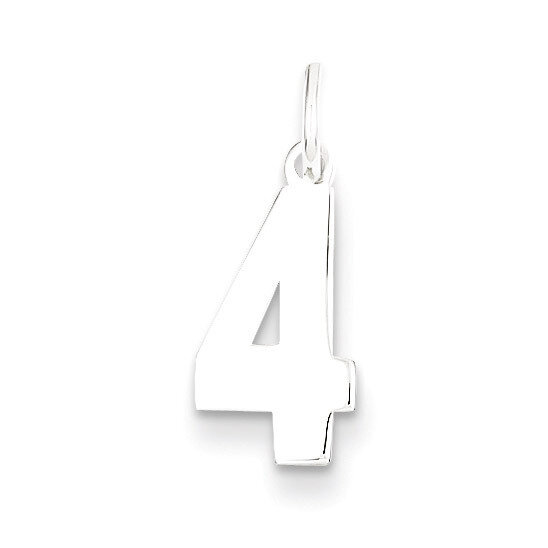 Charm Number 4 Sterling Silver Polished QSS04