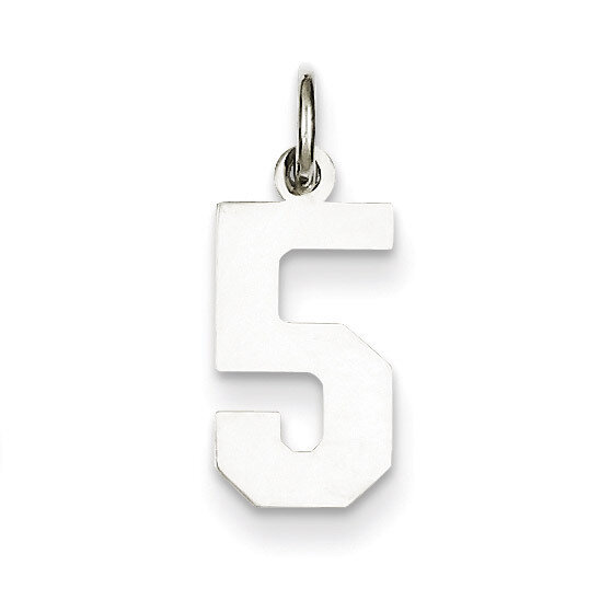 Charm Number 5 Sterling Silver Polished QSS05
