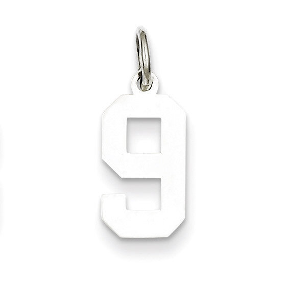 Charm Number 9 Sterling Silver Polished QSS09