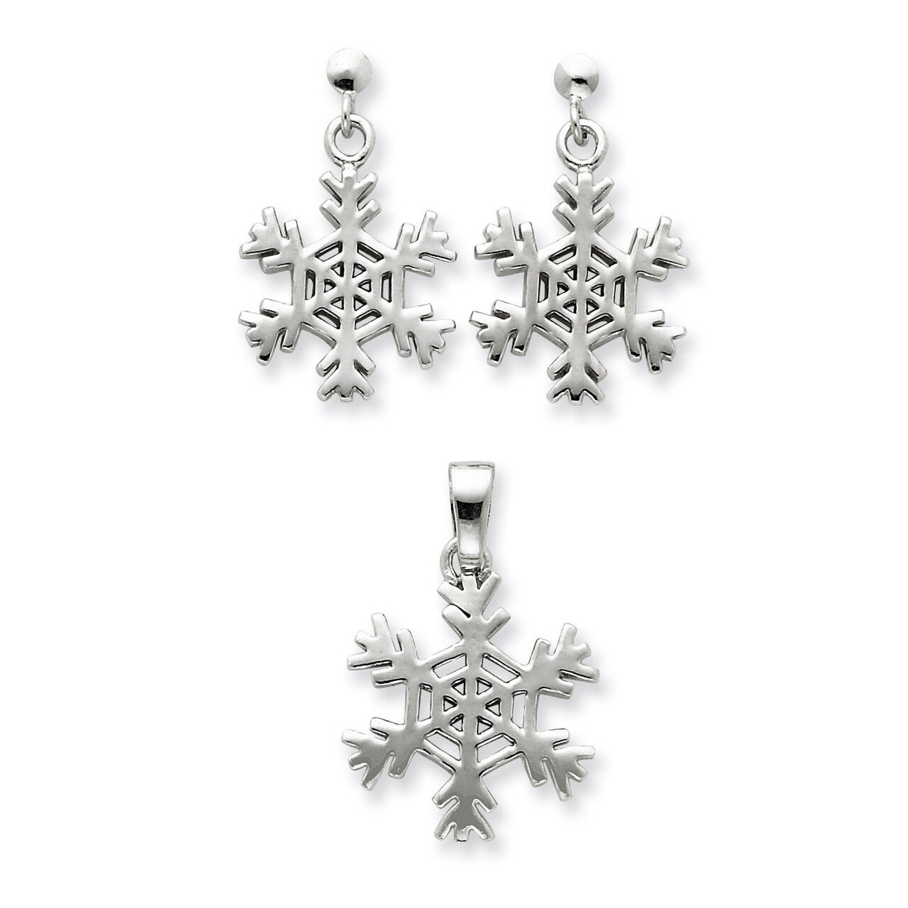 Snowflake Earrings and Pendant Set Sterling Silver QST60, MPN: QST60, 191101285684