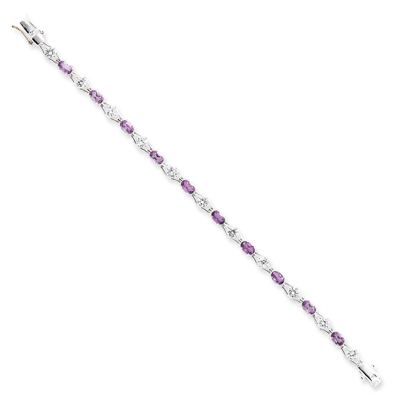 Amethyst &amp; Diamond Bracelet Sterling Silver QX139AM, MPN: QX139AM, 815479015185