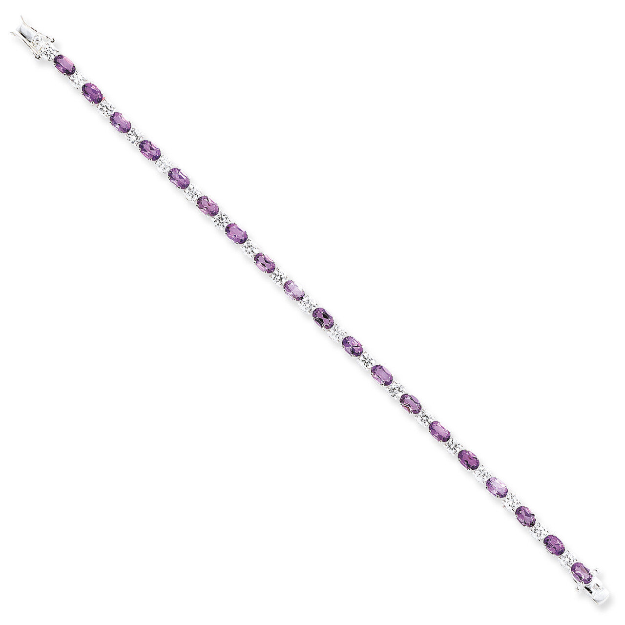Amethyst &amp; Diamond Bracelet Sterling Silver QX140AM, MPN: QX140AM, 815479015192
